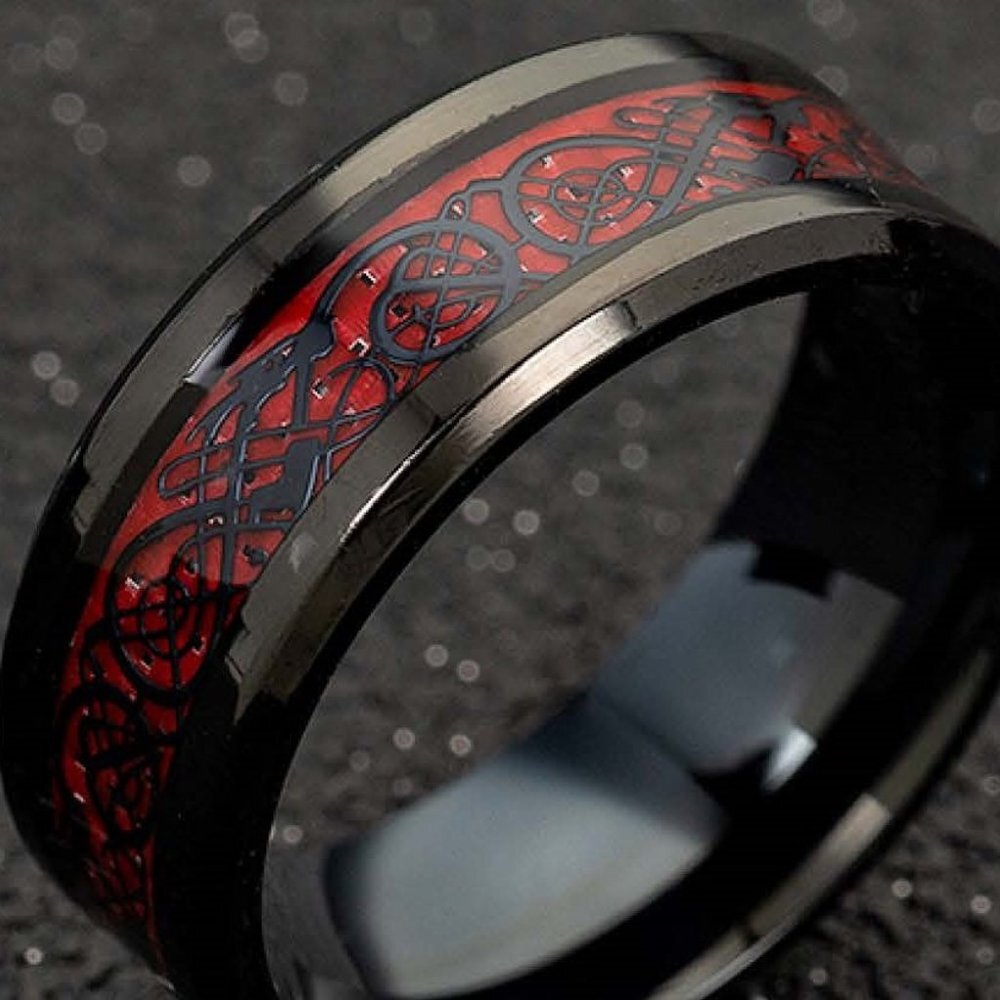 Ezra Black Dragon Carbon Fiber Men's Ring